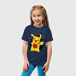 Футболка хлопковая детская ПИКАЧУ И СЕРДЕЧКО POKENON PIKACHU LOVE, цвет: тёмно-синий — фото 2