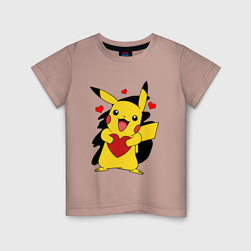Детская футболка ПИКАЧУ И СЕРДЕЧКО POKENON PIKACHU LOVE / Пыльно-розовый – фото 1