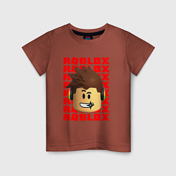 Футболка хлопковая детская ROBLOX RED LOGO LEGO FACE, цвет: кирпичный