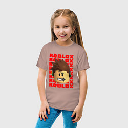 Футболка хлопковая детская ROBLOX RED LOGO LEGO FACE, цвет: пыльно-розовый — фото 2