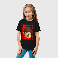 Футболка хлопковая детская ROBLOX RED LOGO LEGO FACE, цвет: черный — фото 2