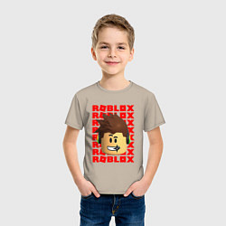 Футболка хлопковая детская ROBLOX RED LOGO LEGO FACE, цвет: миндальный — фото 2