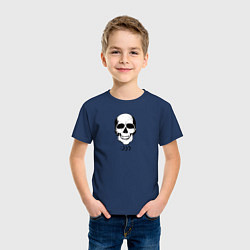 Футболка хлопковая детская Smiling Skull, цвет: тёмно-синий — фото 2
