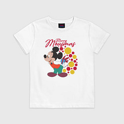 Футболка хлопковая детская Mickey Merry Mousmas, цвет: белый