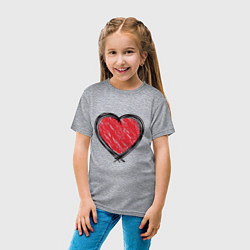 Футболка хлопковая детская Doodle Heart, цвет: меланж — фото 2
