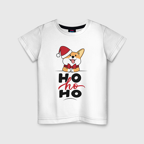 Детская футболка Corgi Ho ho Ho / Белый – фото 1