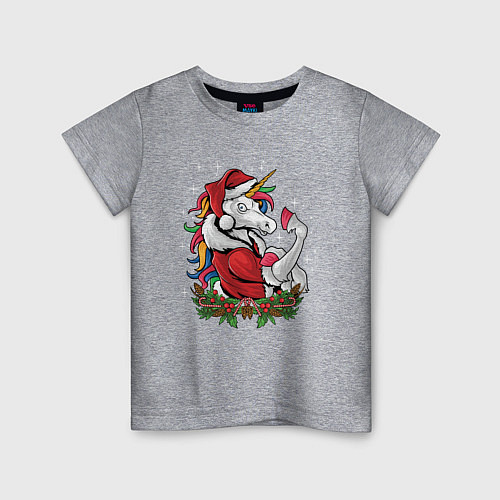 Детская футболка Unicorn Santa / Меланж – фото 1