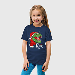 Футболка хлопковая детская T-rex Merry Roar, цвет: тёмно-синий — фото 2