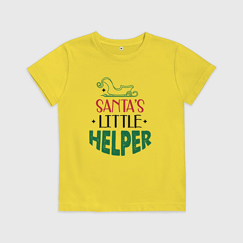 Детская футболка Santas littke helper / Желтый – фото 1