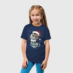 Футболка хлопковая детская X-mas Owl, цвет: тёмно-синий — фото 2