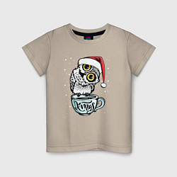 Футболка хлопковая детская X-mas Owl, цвет: миндальный