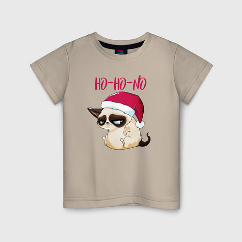 Детская футболка Ugly cat Ho-Ho-No / Миндальный – фото 1