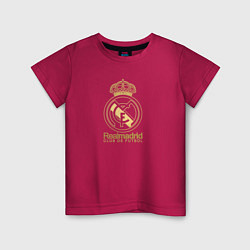 Футболка хлопковая детская Real Madrid gold logo, цвет: маджента