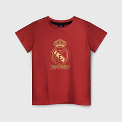 Футболка хлопковая детская Real Madrid gold logo, цвет: красный