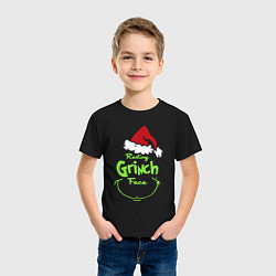 Футболка хлопковая детская Resting Grinch Face, цвет: черный — фото 2