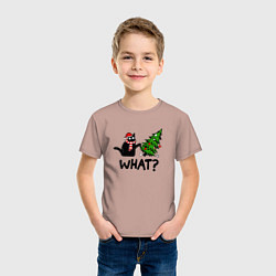 Футболка хлопковая детская WHAT? КОТ РОНЯЕТ ЁЛКУ, цвет: пыльно-розовый — фото 2