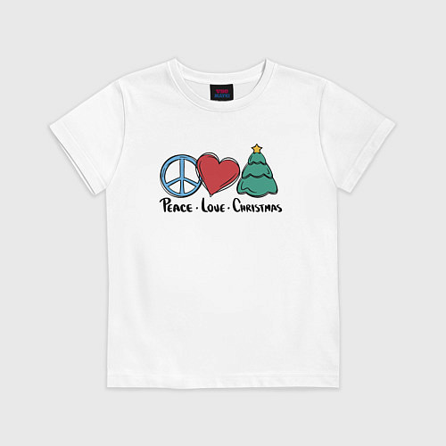 Детская футболка Peace Love and Christmas / Белый – фото 1