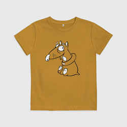 Футболка хлопковая детская Глазастая такса, цвет: горчичный