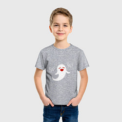 Футболка хлопковая детская Призрак Ху Тао улыбается Genshin Impact, цвет: меланж — фото 2