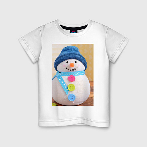 Детская футболка Счастливый снеговичок / Белый – фото 1