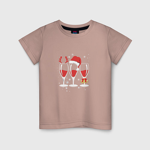 Детская футболка Бокалы шампанского для двоих / Пыльно-розовый – фото 1