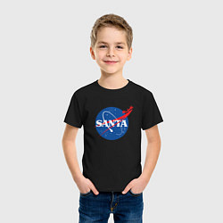 Футболка хлопковая детская S A N T A NASA, цвет: черный — фото 2