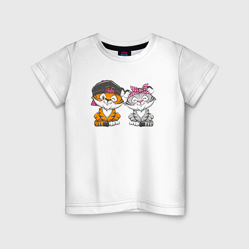 Детская футболка Влюбленные тигр и тигрица / Белый – фото 1
