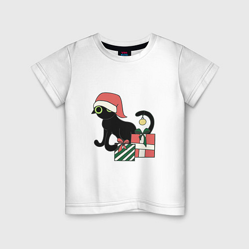Детская футболка Новогодний кот 2022 / Белый – фото 1