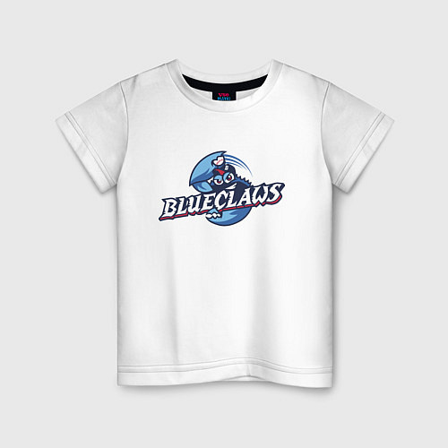 Детская футболка Jersey shore Blue claws - baseball team / Белый – фото 1