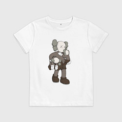 Футболка хлопковая детская KAWS, цвет: белый