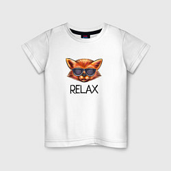 Футболка хлопковая детская Лиc relax, цвет: белый