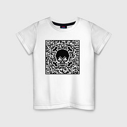 Футболка хлопковая детская SKULL & BONES QR-code, цвет: белый