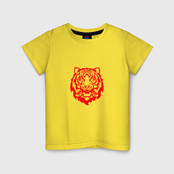 Футболка хлопковая детская Символ года тигренок красный, цвет: желтый