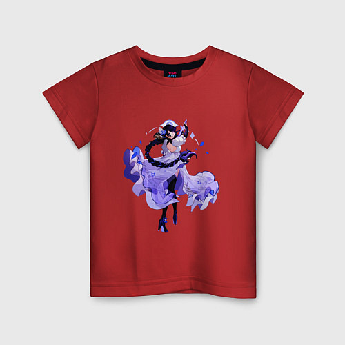 Детская футболка Шогун Райден в красивом платье Геншин / Красный – фото 1