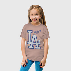 Футболка хлопковая детская Los Angeles Dodgers - baseball team, цвет: пыльно-розовый — фото 2