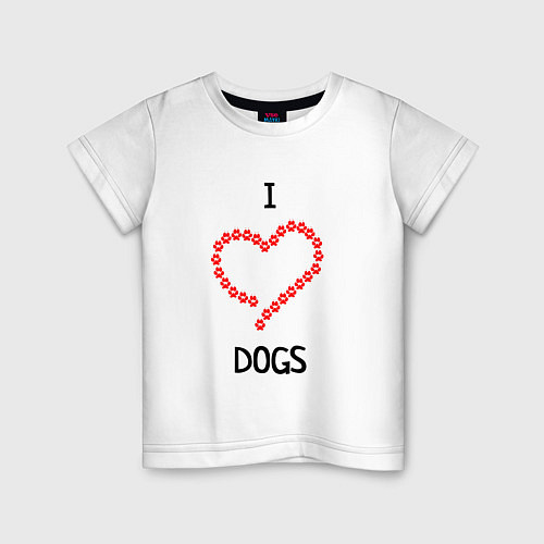 Детская футболка I Люблю Dogs / Белый – фото 1