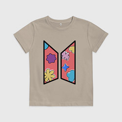 Футболка хлопковая детская BTS Permission To Dance КОНФЕТКИ, цвет: миндальный