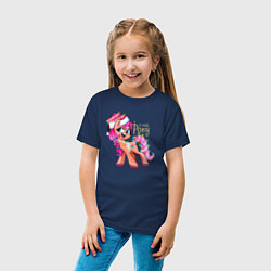 Футболка хлопковая детская X-mas pony, цвет: тёмно-синий — фото 2