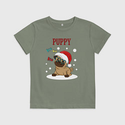 Футболка хлопковая детская Щенячий восторг, цвет: авокадо