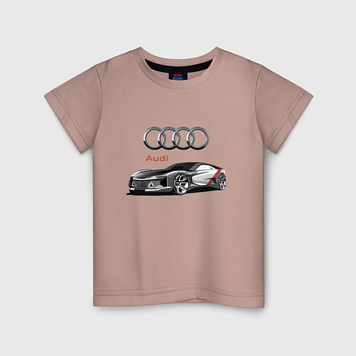 Детская футболка Ауди - автоспорт концепт эскиз / Пыльно-розовый – фото 1