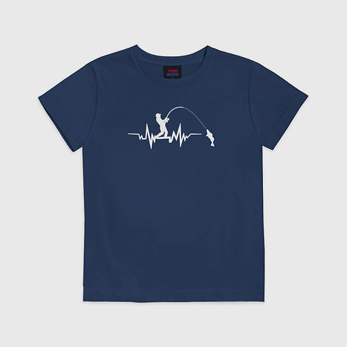 Детская футболка Сердце рыбака / Тёмно-синий – фото 1