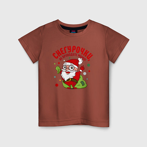 Детская футболка Снегурочки, не проходите мимо / Кирпичный – фото 1