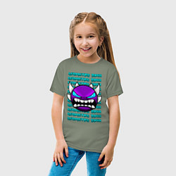 Футболка хлопковая детская GEOMETRY DASH ФИОЛЕТОВЫЙ ДЕМОН ГЕОМЕТРИЯ, цвет: авокадо — фото 2