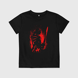 Футболка хлопковая детская ВЕДЬМАК И ПЛОТВА, РУНЫ, БРЫЗГИ КРАСОК, цвет: черный