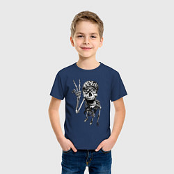 Футболка хлопковая детская Skeleton dude, цвет: тёмно-синий — фото 2