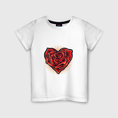 Детская футболка Роза в сердце / Белый – фото 1