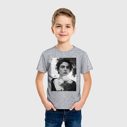 Футболка хлопковая детская Timothee Chalamet с розами, цвет: меланж — фото 2