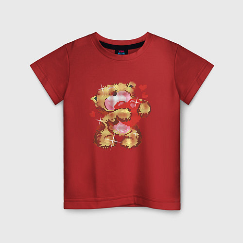 Детская футболка Мишка с сердцем в лапах / Красный – фото 1