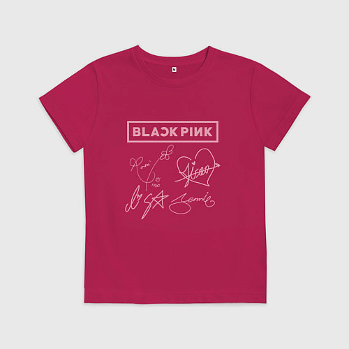 Детская футболка BLACKPINK АВТОГРАФЫ БЛЭКПИНК / Маджента – фото 1