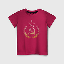 Футболка хлопковая детская Символы СССР стиль полутон, цвет: маджента